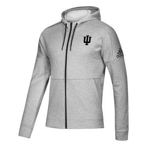 adidas Men's Indiana Hoosiers Stadium ID Heavy Duty Full Zip Hoodie Gray 2XL